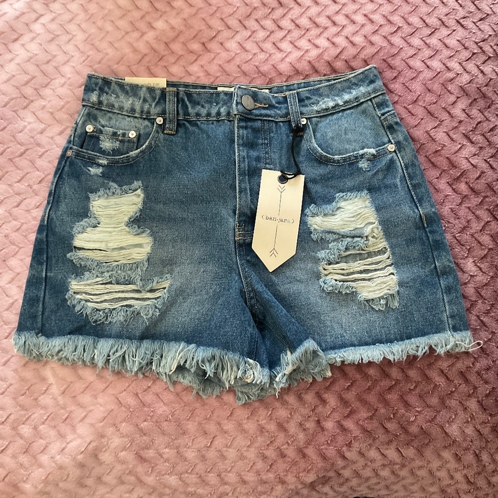 Banjara Super High Rise Button Fly Distressed Jean Shorts - Size 3/25